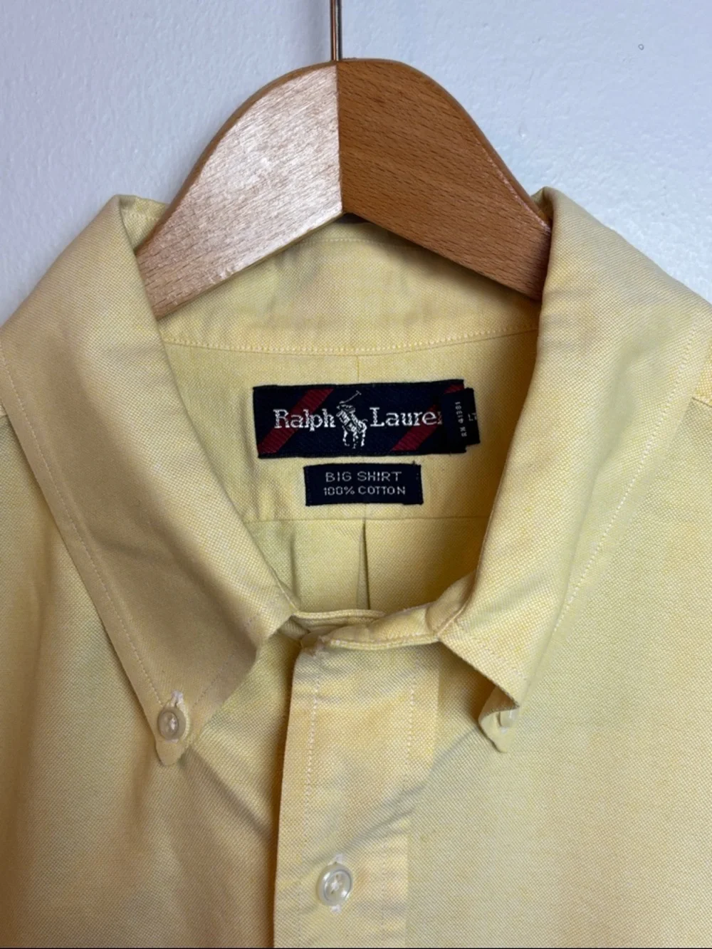 VTG Polo Ralph Lauren Shirt Men’s XL Big Shirt‎ Yellow Short Sleeve Button Down
